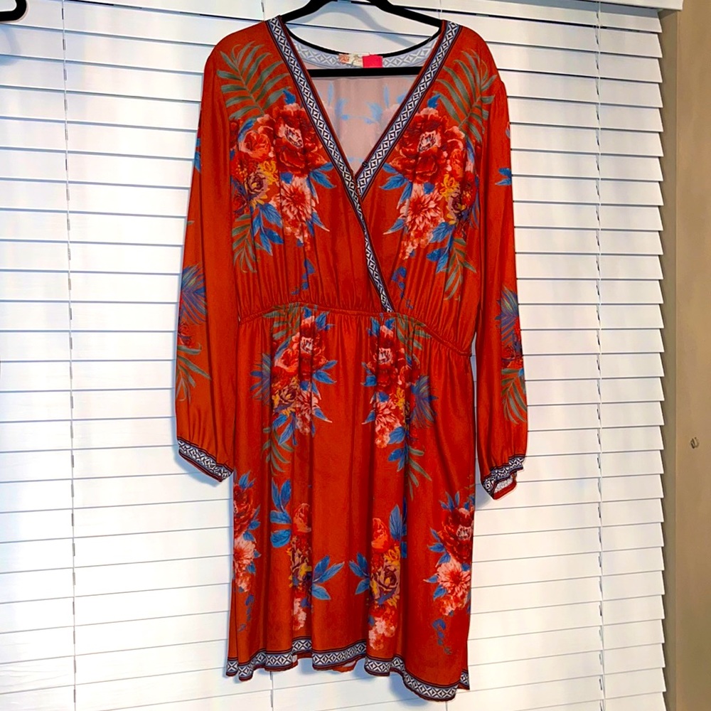 Orange (Cajun orange) floral dress